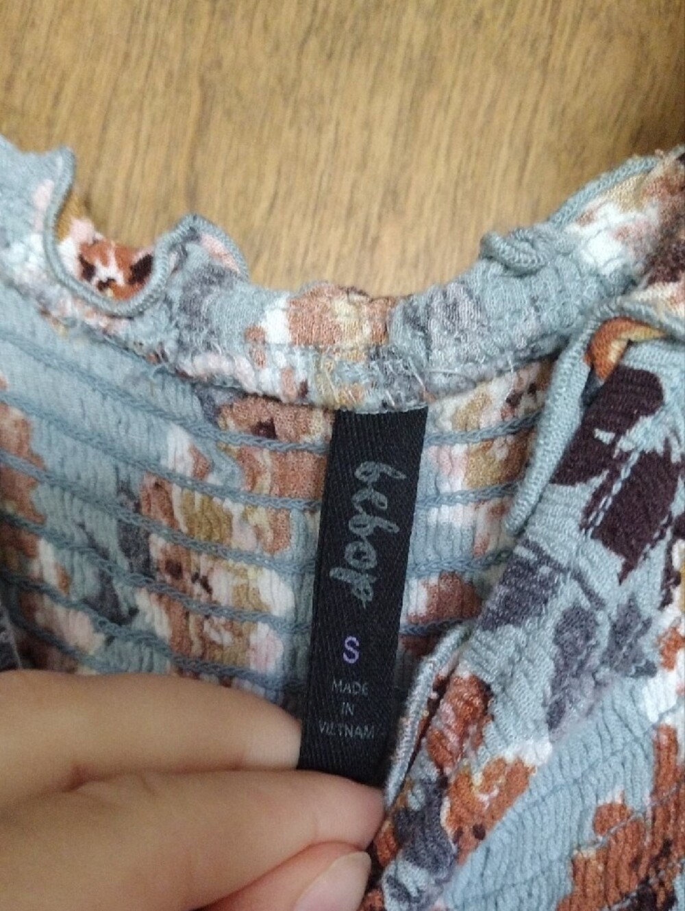 BeBop Light Blue Midi Dress with Rust Floral Print - Picture 4 of 4